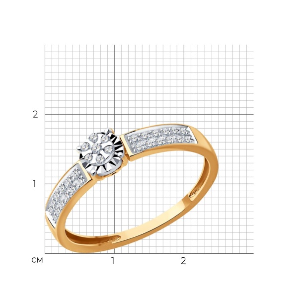 Кольцо из красного золота с бриллиантами