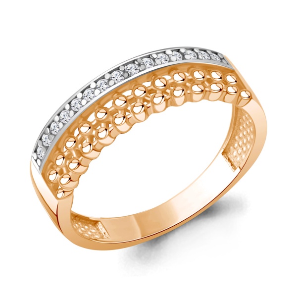 Кольцо из красного золота с фианитами