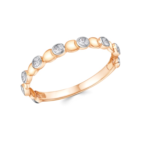 Кольцо из красного золота с фианитами